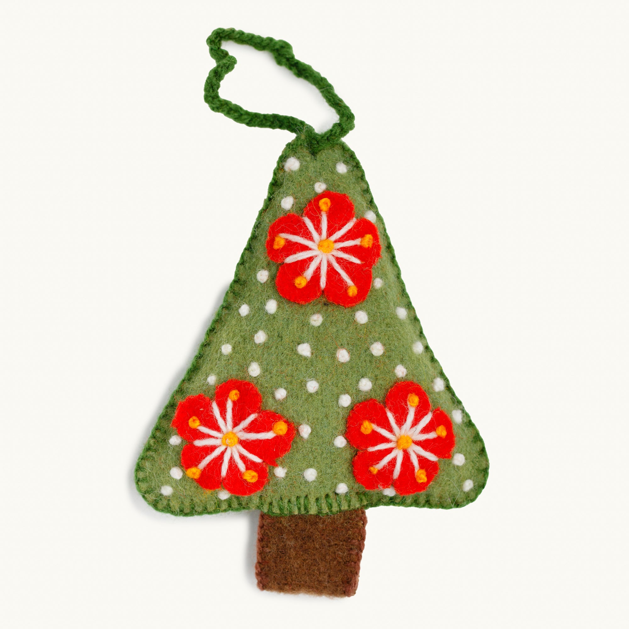 Green Tree Wool Ornament