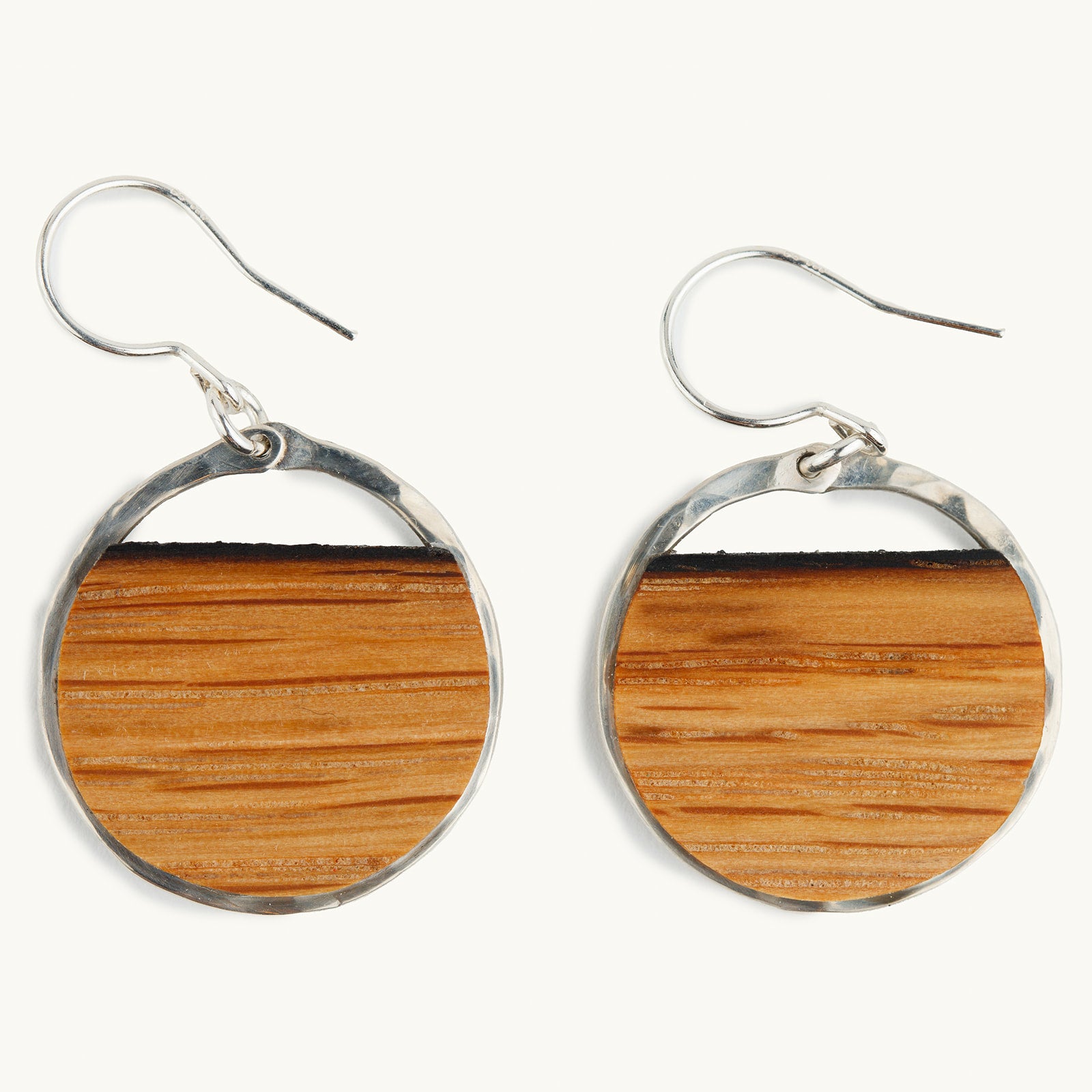 E114S Small Barrel Stave Hoop Earings Sterling SIlver