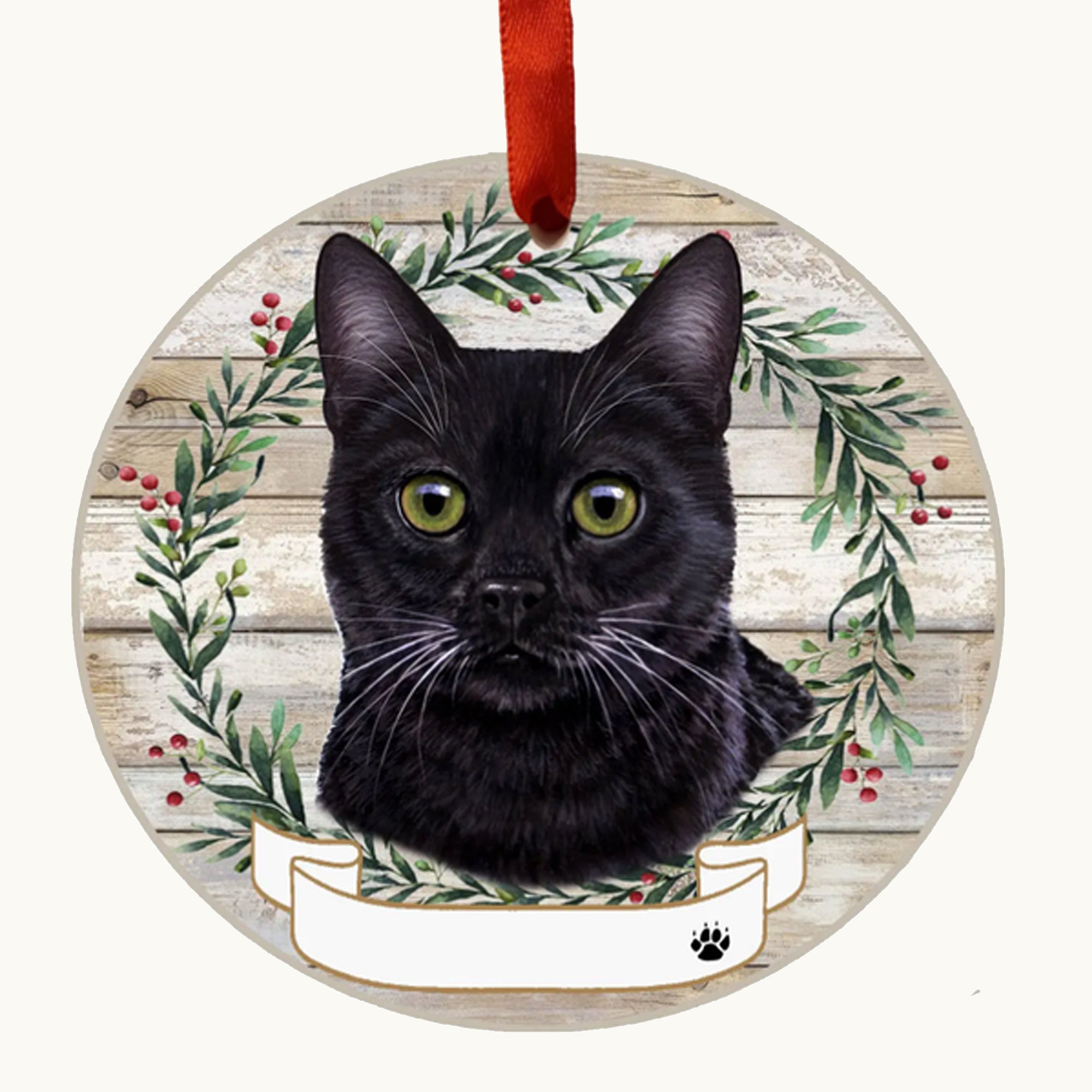Black Cat Ceramic Ornament
