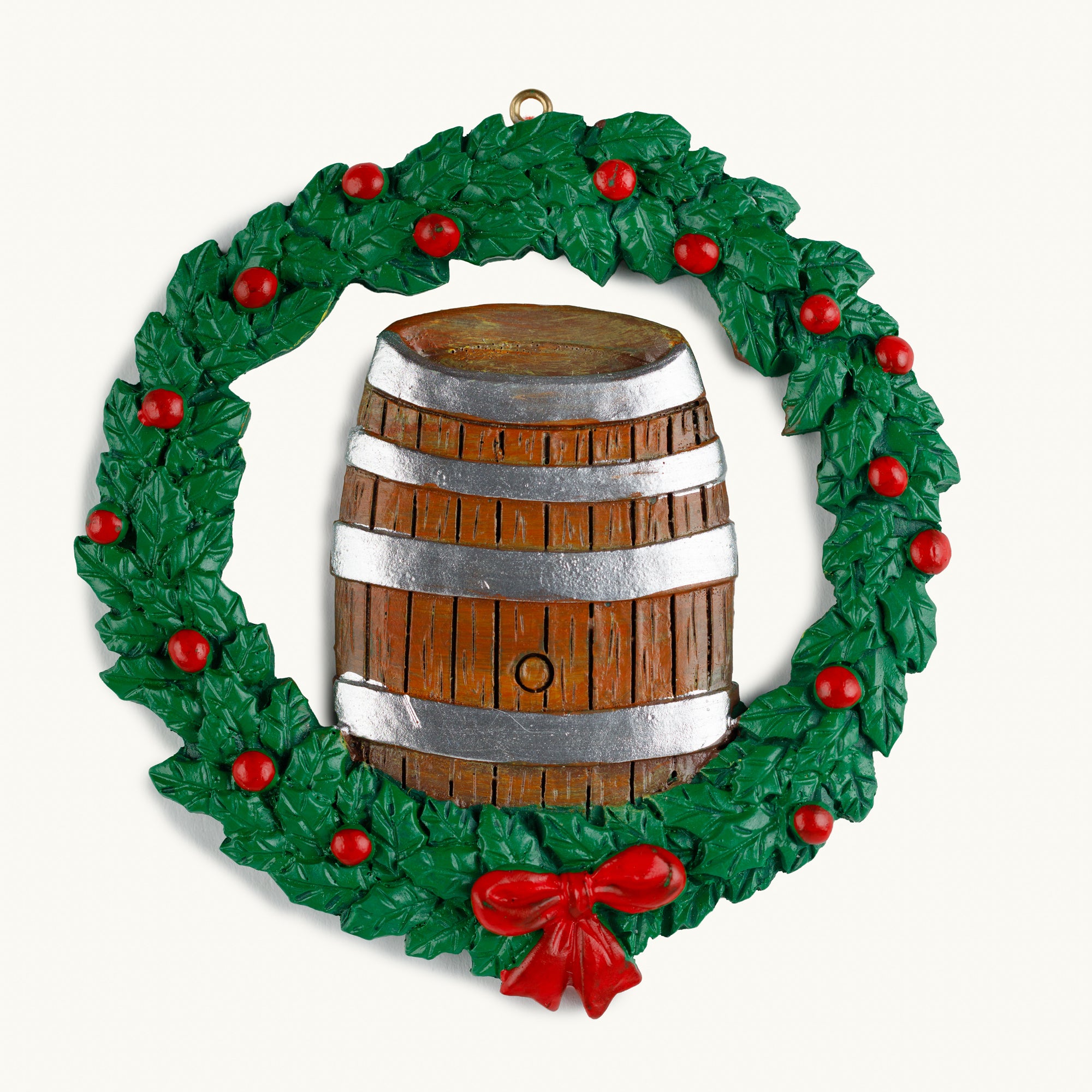 Bourbon Barrel with Wreath Ornament